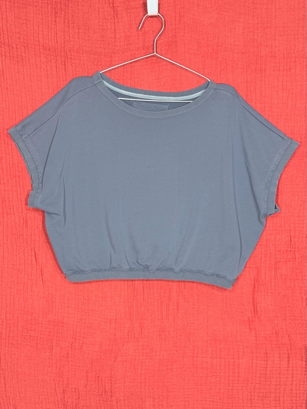 Böhme | Blue Cropped Sweatshirt Dolman Sleeve Pullover Top  | 100% COTTON | M